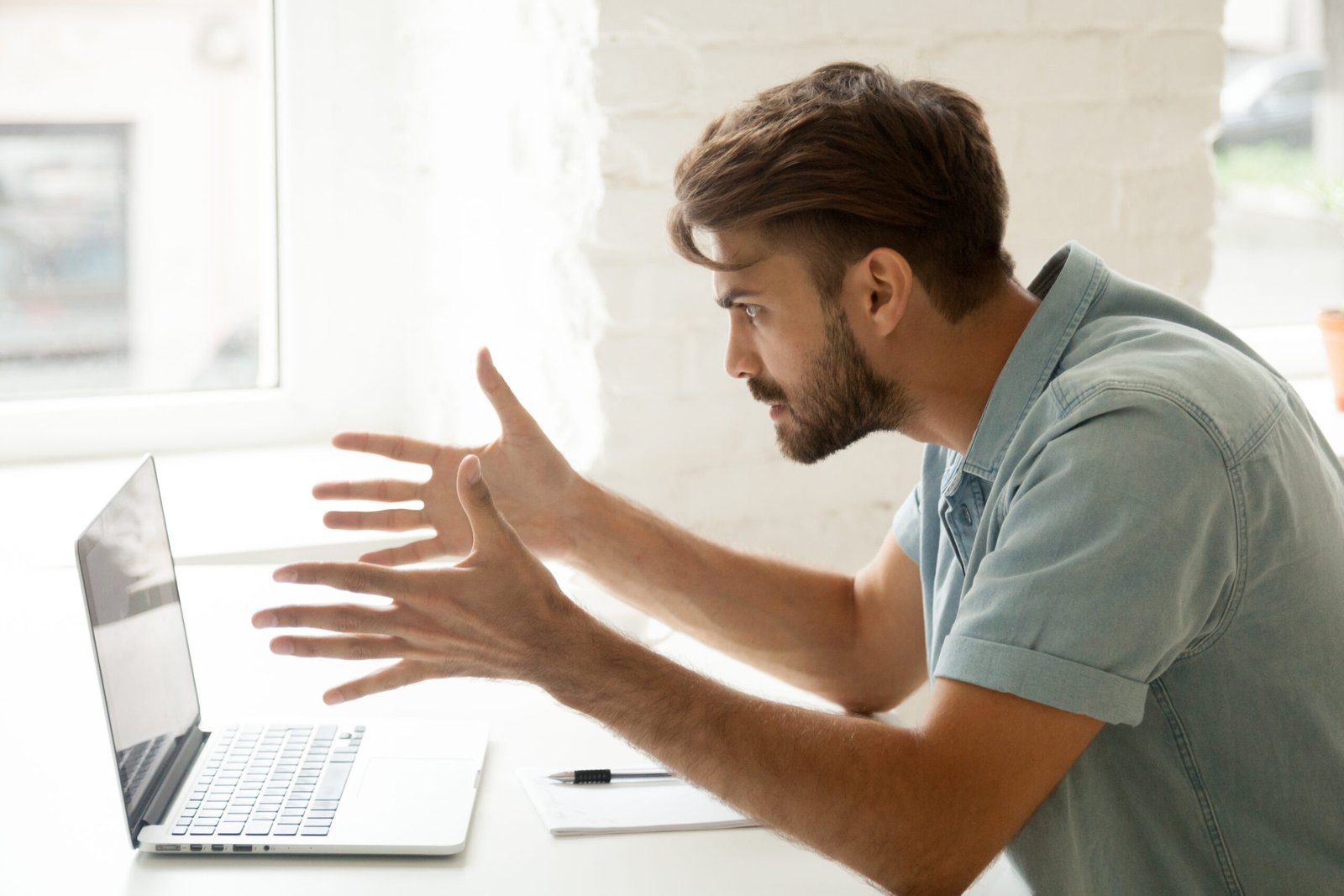 guy frustrated with computer