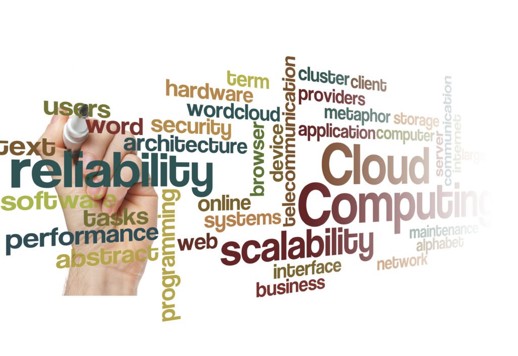 hand writing various words like cloud computing
